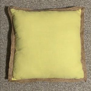 Yellow Jute Trim Pillow